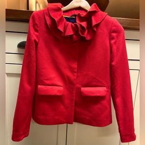 Boden size US 4 (UK 8) red wool/cashmere coat with deep blue inner lining